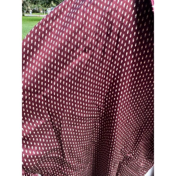 Perry Ellis Portfolio Burgundy & White Polka Dot Silk Robe L/XL - Picture 3 of 6